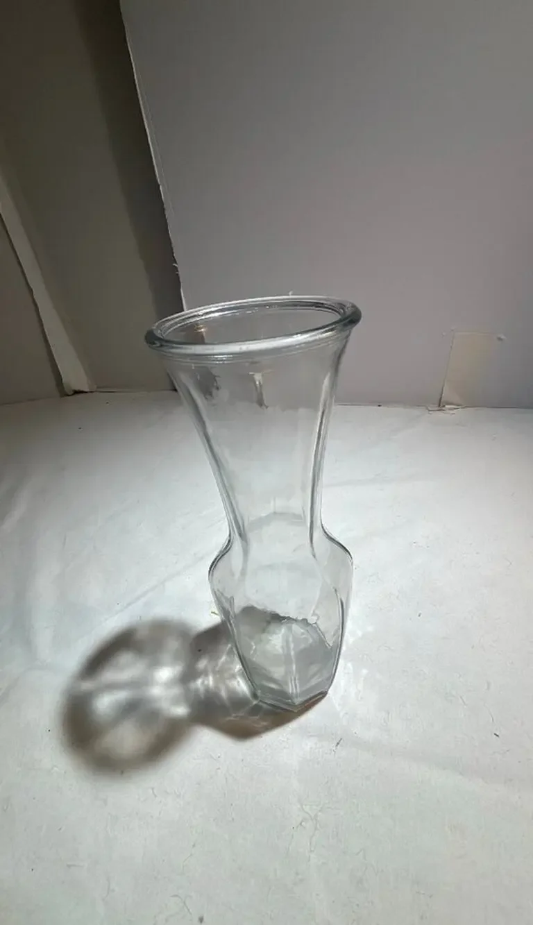 Vintage Clear Glass Vase with Flared Rim